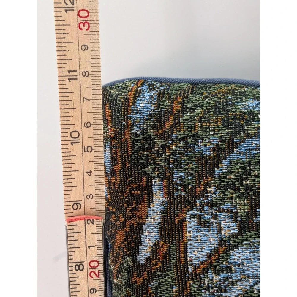 Vintage Coastal Cottage Woven Tapestry Throw Pillow Nautical Sailboat Navy 16x11